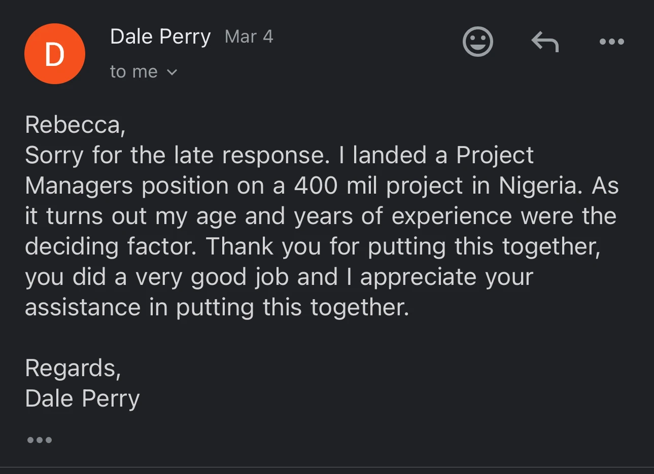 Original client proof from Dale Perry